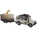 Kids Globe Die-cast Land Rover met Giraffe-trailer, 29cm