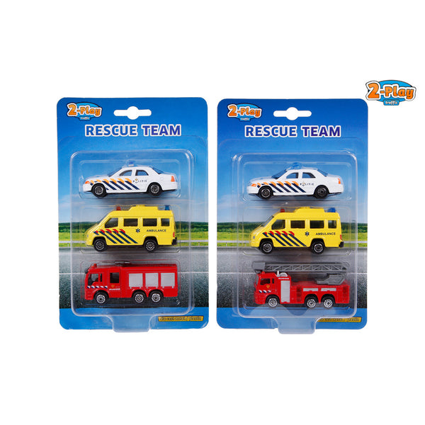2-Play Traffic Hulpdiensten 3 Auto&#039;s Brandweer/Ambulance/Politie