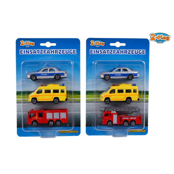 2-Play Traffic Reddingsauto&#039;s Set/Politie/Brandweer/Ambulance Assorti