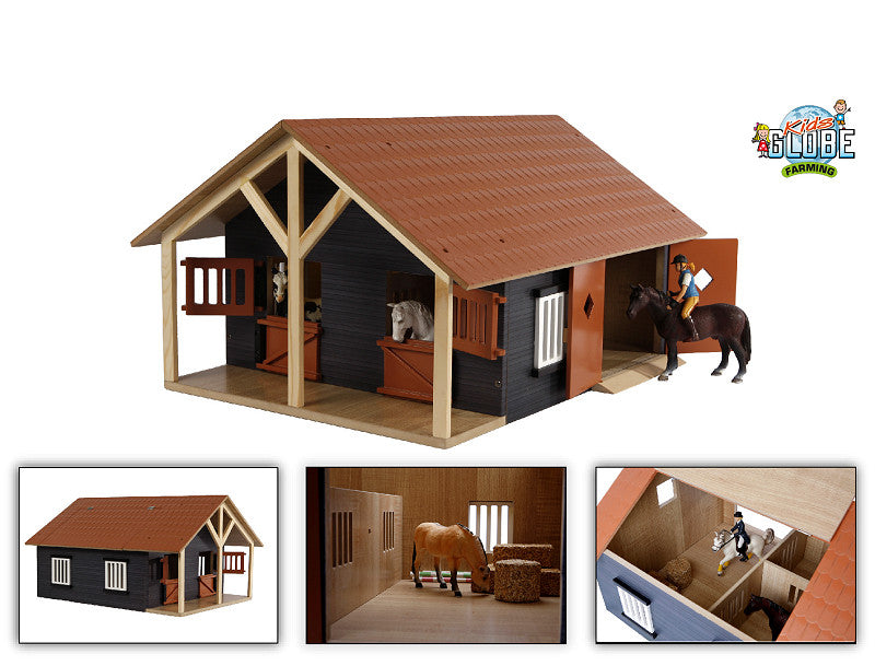 Kids Globe Paardenstal met 2 Boxen en Berging, 1:24