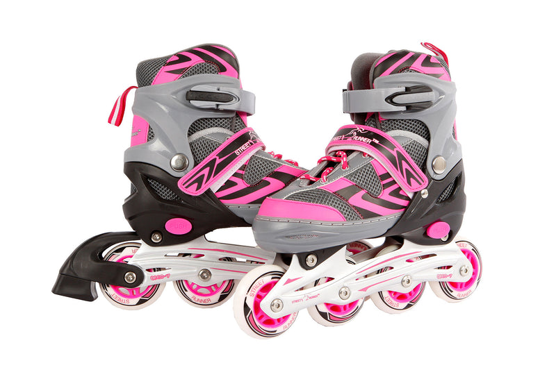 Inline skates roze/grijs abec7 alu frame verstelbaar 35-38