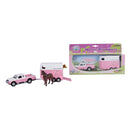 Kids Globe Die Cast pull back Mitsubishi met paardentrailer