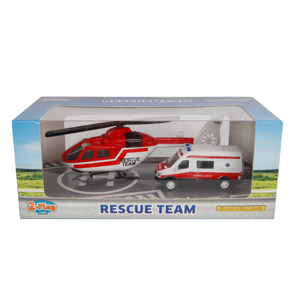 2-Play Traffic Die-Cast Ambulance en Helikopter