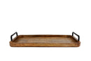Dienblad handvat zwart metaal S naturel hout