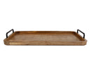 Dienblad handvat zwart metaal L naturel hout 60x33x2,5cm