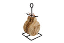 Onderzetter met standaard rond naturel hout