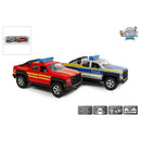 Kids Globe Traffic Hulpdiensten Pull-Back Pick-Ups + Licht en Geluid 2 Stuks