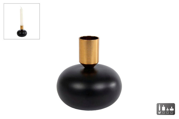 Kandelaar Maya bol S zwart/goud metaal 8x8x9cm