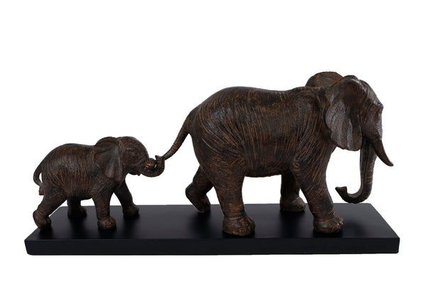 Sculptuur Elephant family bruin polystone 49x12x22cm