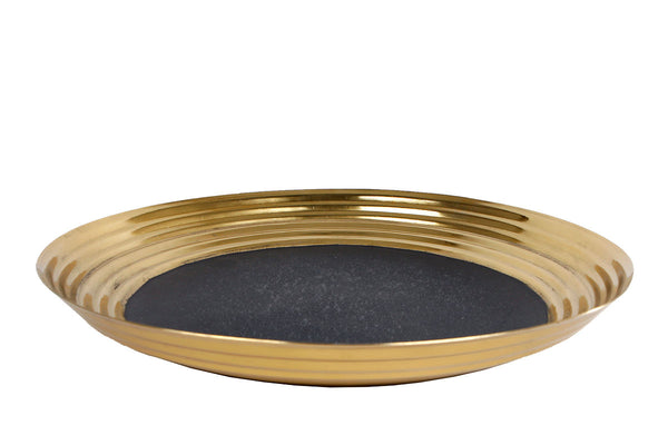 Schaal "Luuk" goud/zwart metaal 33x33x4cm