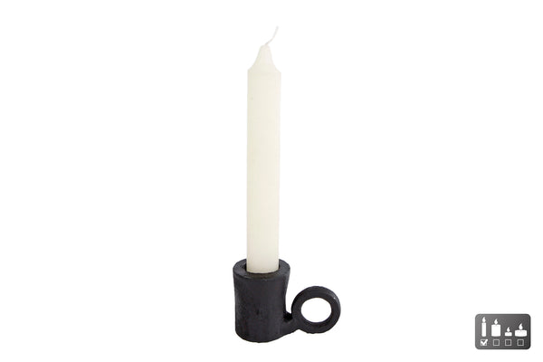Kandelaar Finn zwart metaal 7x3,5x5cm