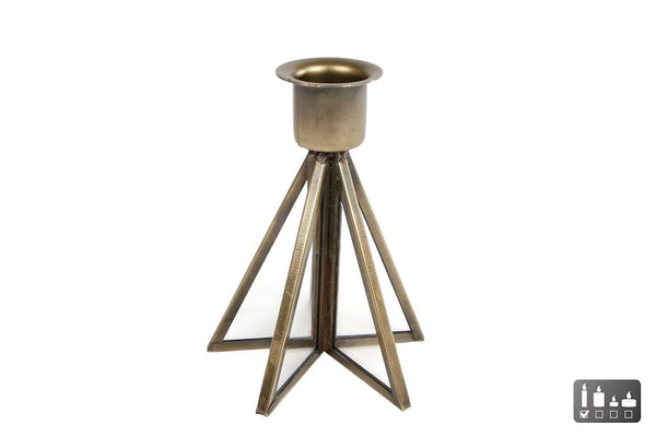 Kandelaar Sterre L oud goud glas/aluminium 8x8x10cm