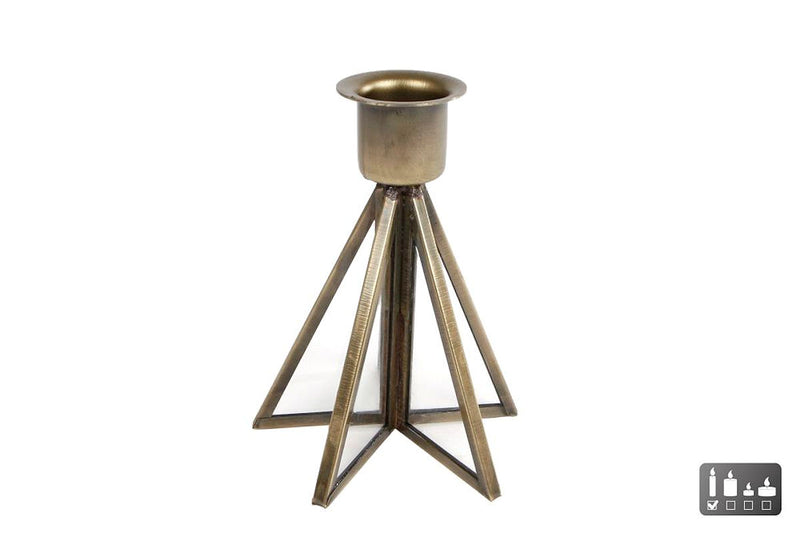 Kandelaar Sterre L oud goud glas/aluminium 8x8x10cm