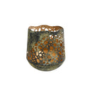 Theelichth Antoinet L groen/goud metaal 12x14x15cm