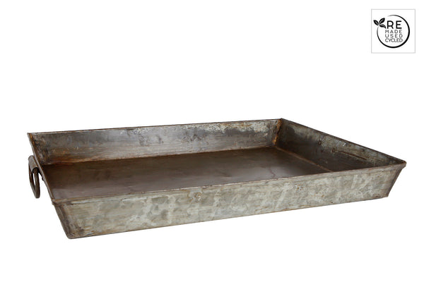 Dienblad Rayan antiek zink gerecycled metaal 56x42x6cm