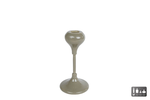 Kandelaar Romee op voet l.groen metaal 8,5x8,5x16cm