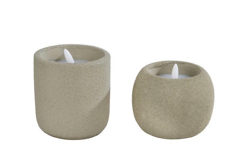 Sfeerverlichting Annet leem LED/aardewerk/kaars 9,5cm ass.