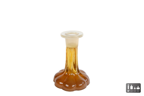 Kandelaar Eline bruin/crme glas 9x9x10cm