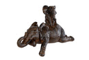 Sculptuur olifant Mom  AND  Baby bruin polystone 22x11x14cm