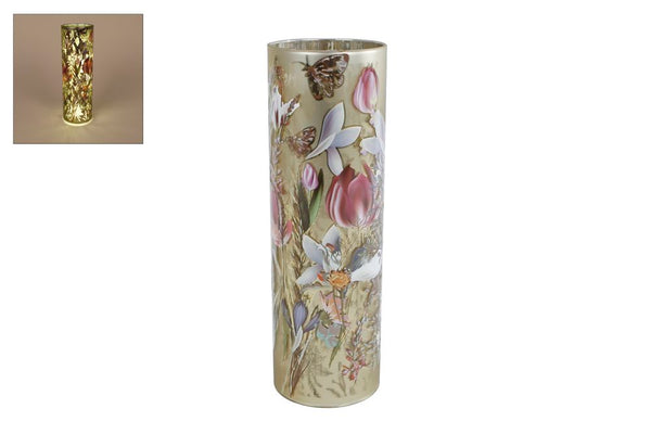 Sfeerverlichting Dianne L bloemen groen glas LED 7x7x22cm