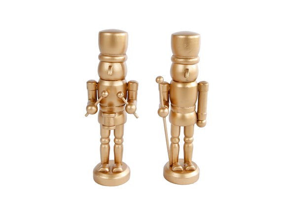 Sculptuur Nutcracker goud hout 4x3,5x13cm ass.