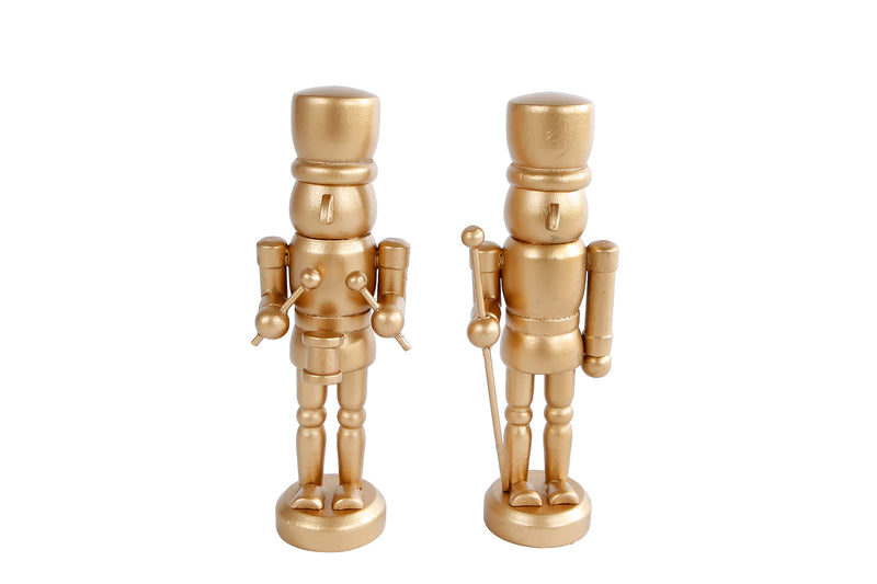 Sculptuur Nutcracker goud hout 4x3,5x13cm ass.