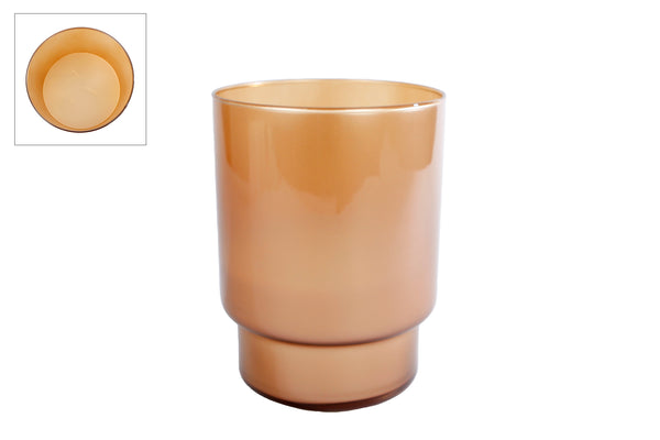 Kaars 3-wick 40uur parafine gl.goud kaars/glas 14x14x18,5cm