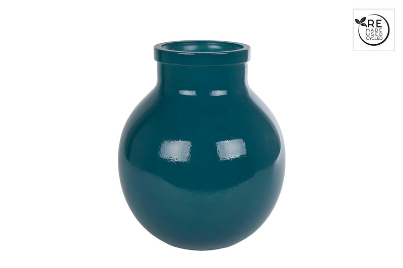 3R Vaas Aran glossy staalblauw glas 21x21x25cm