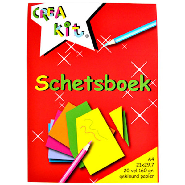 Schetsboek Crea-kit A4 Gekleurd 20 vel 160 grams