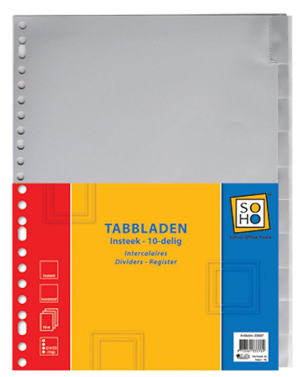 tabbladen PP 23-rings A4 grijs 10 stuks