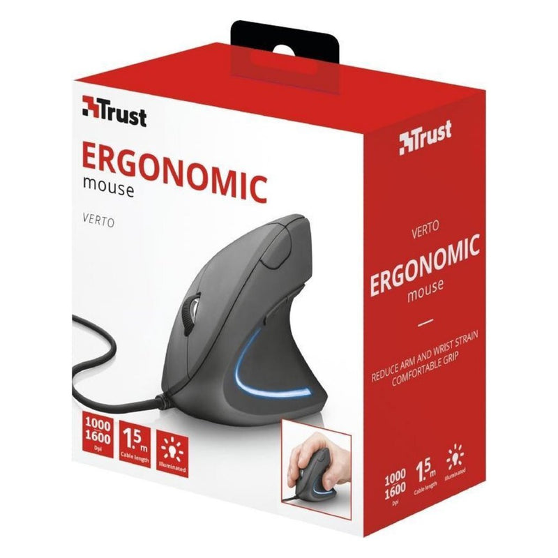Trust Verto Ergonomische Muis Zwart