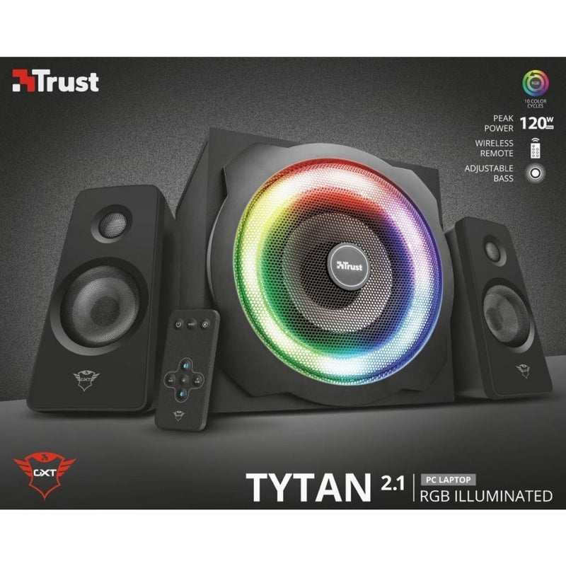 Trust GXT 629 Tytan 2.1 RGB Speaker Set + LED-Verlichting Zwart