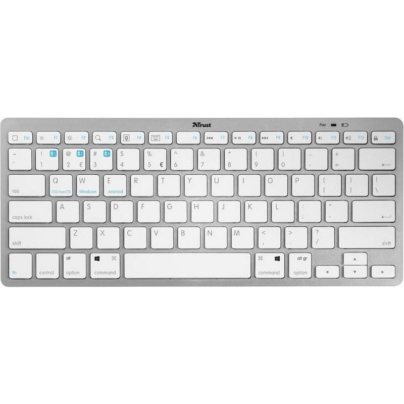 Trust NADO Draadloos Bluetooth Toetsenbord Wit/Zilver