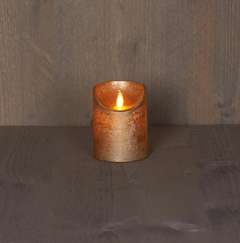 LED Kaars rustiek incl. timer - 7.50x10.00cm - Goud