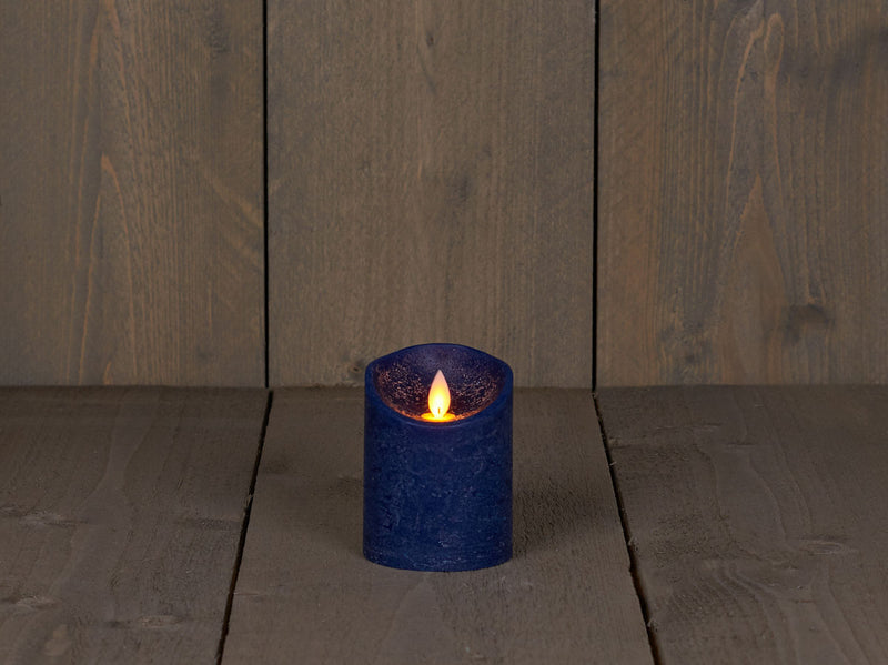 LED Kaars rustiek incl. timer - 7.50x10.00cm - Blauw