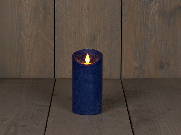 LED Kaars rustiek incl. timer - 7.50x15.00cm - Blauw