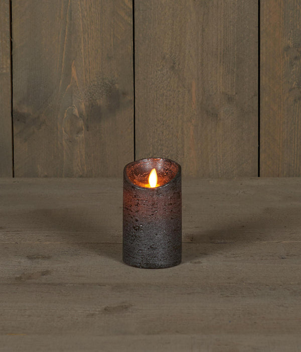 LED Kaars rustiek incl. timer - 7.50x12.50cm - Antraciet