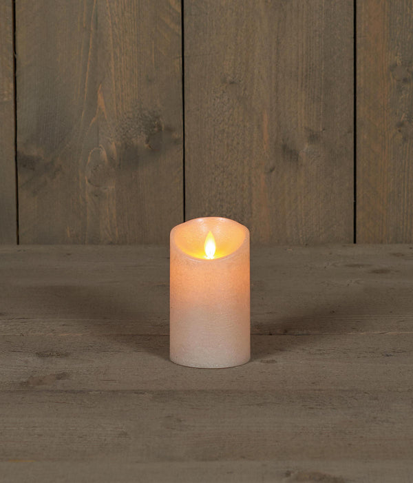 LED Kaars rustiek incl. timer - 7.50x12.50cm - Parelmoer