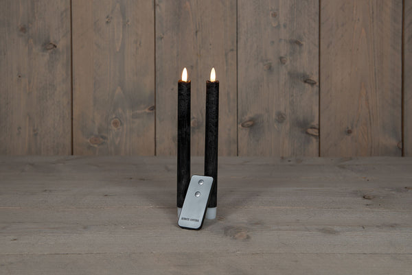 LED Kaars Rustiek diner incl. afstandsbedieing - 23cm -Zwart