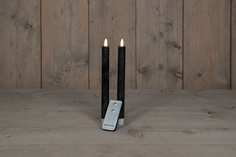 LED Kaars Rustiek diner incl. afstandsbedieing - 23cm -Zwart