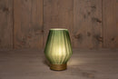 LED Lamp glas op gouden voet Groen 12x17cm incl. timer