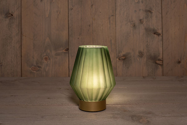 LED Lamp glas op gouden voet Groen 12x17cm incl. timer