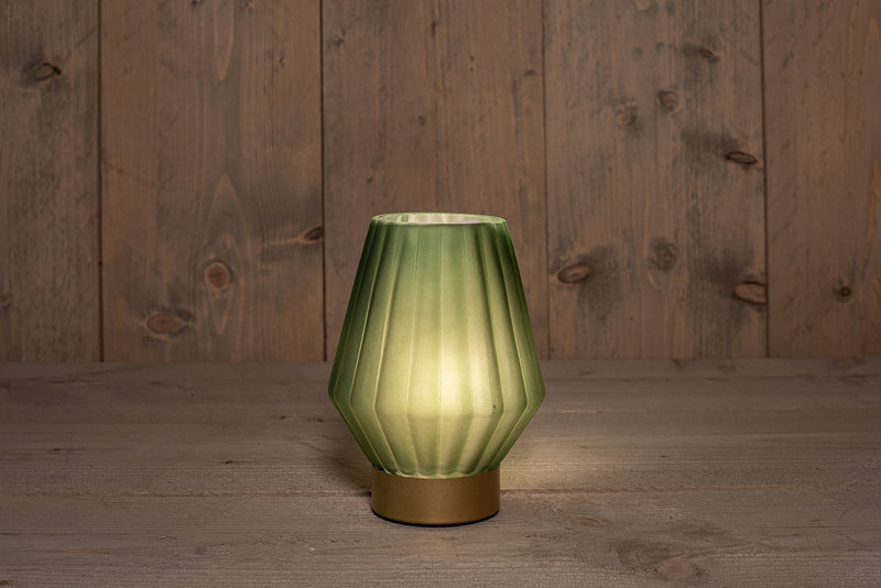 LED Lamp glas op gouden voet Groen 12x17cm incl. timer