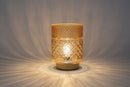 LED Lamp glas Relief op gouden voet Amber 12x17cm incl. time