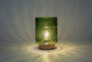 LED Lamp glas Relief op gouden voet Groen 12x17cm incl. time