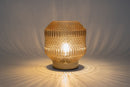 LED Lamp glas Relief op gouden voet Amber 16x17cm incl. time
