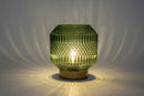 LED Lamp glas Relief op gouden voet Groen 16x17cm incl. time