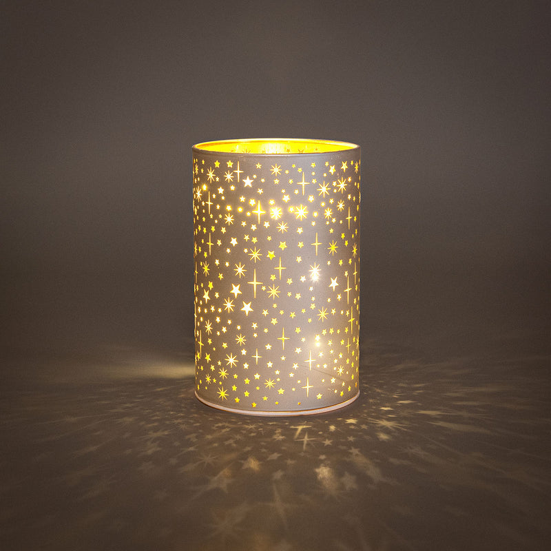 LED Cilinder glas Champagne Sterren 10x15cm incl. timer