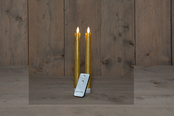 LED Kaars Rustiek diner incl. afstandsbedieing - 23cm -Goud