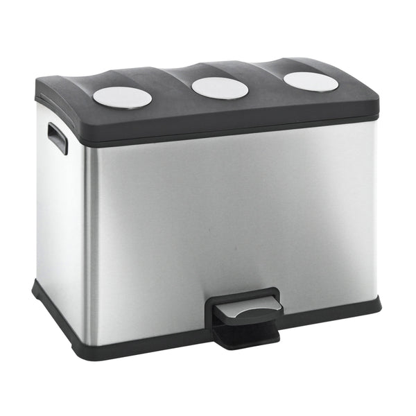 EKO Pedaalemmer Prullenbak 3x12 l Mat RVS Fingerprint proof